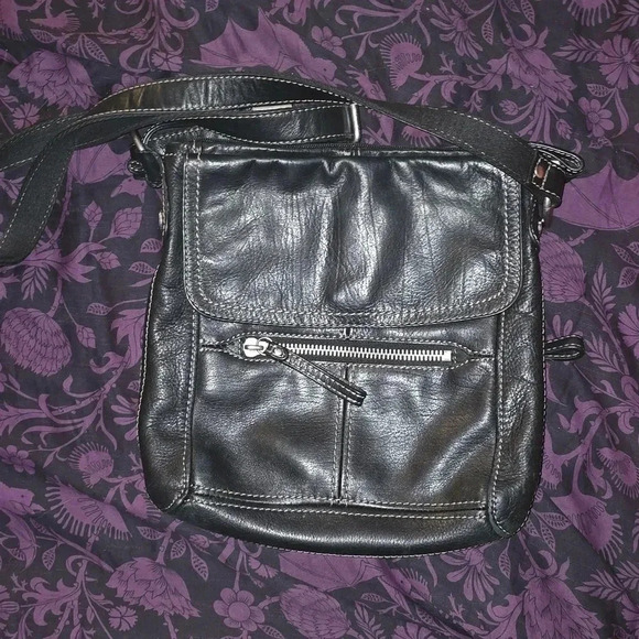 FOSSIL Womens Purse Bag Black Crossbody Travel Key Charm Leather - Picture 10 of 16